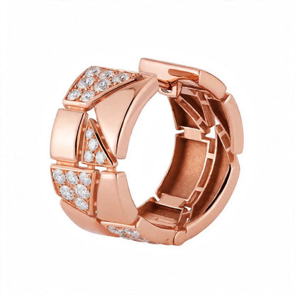 18K Yellow Gold Jigsaw Geometric Hoop Earrings