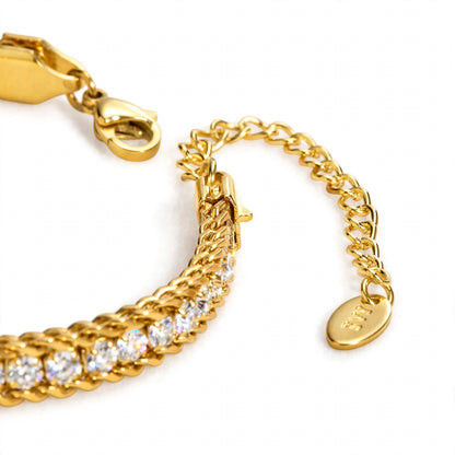 18K Yellow Gold Double Row Tennis Bracelet
