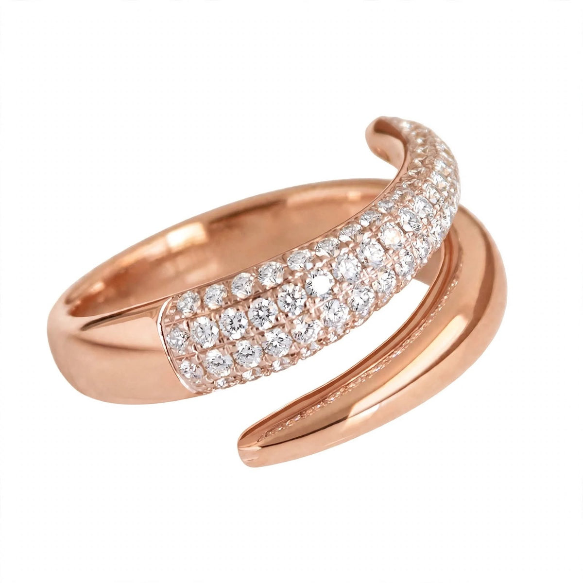 14K Rose Gold Pavé Diamond Open Wrap Ring