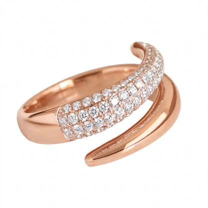 14K Rose Gold Pavé Diamond Open Wrap Ring