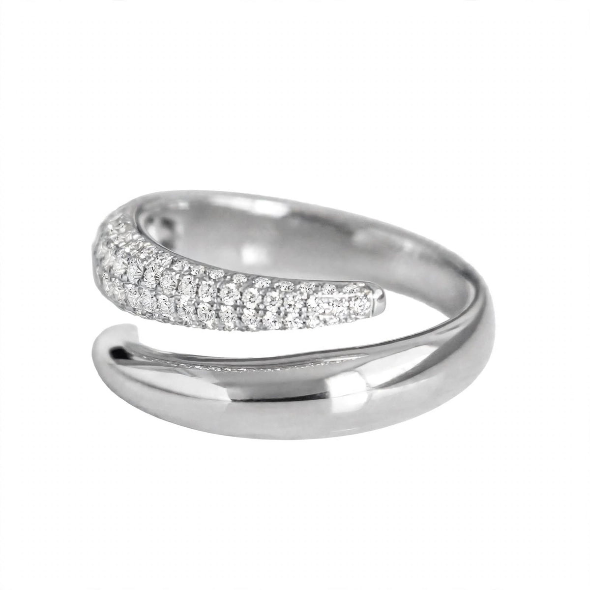 14K Rose Gold Pavé Diamond Open Wrap Ring