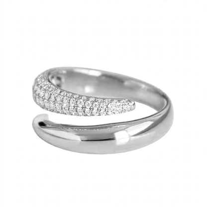 14K Rose Gold Pavé Diamond Open Wrap Ring