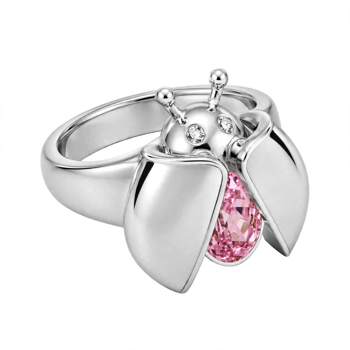 Nature-inspired ladybug cocktail ring.