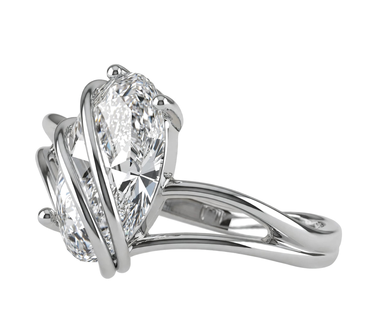 14K Yellow Gold Contemporary Split Shank Ring.