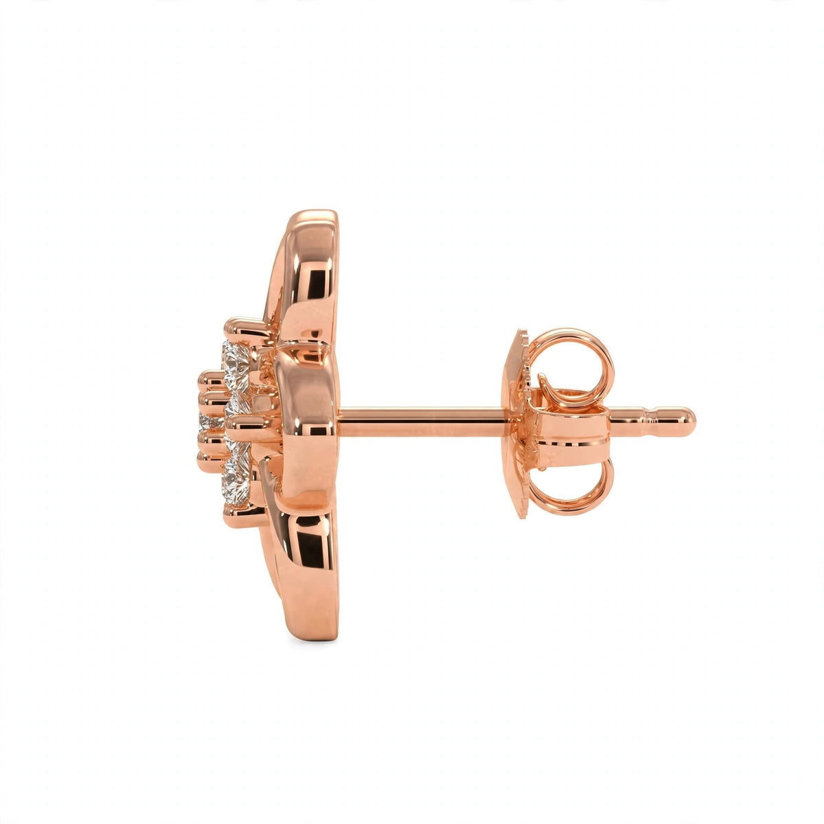 Yellow Gold Floral Cluster Diamond Stud Earrings