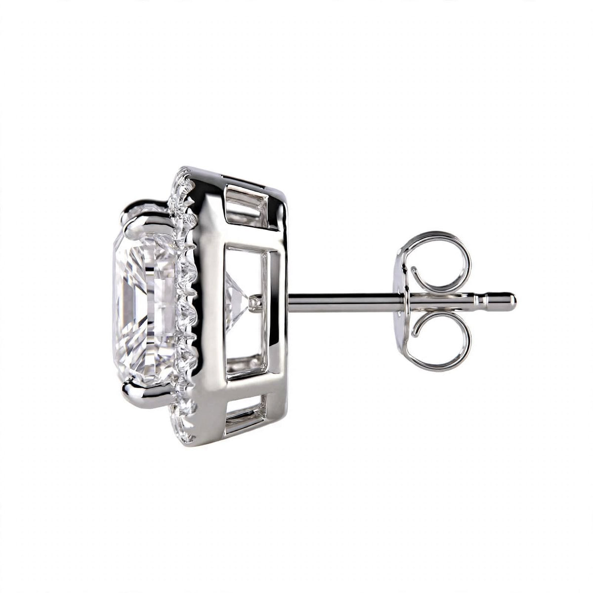 18K Yellow Gold Cushion-Cut Diamond Halo Stud Earrings