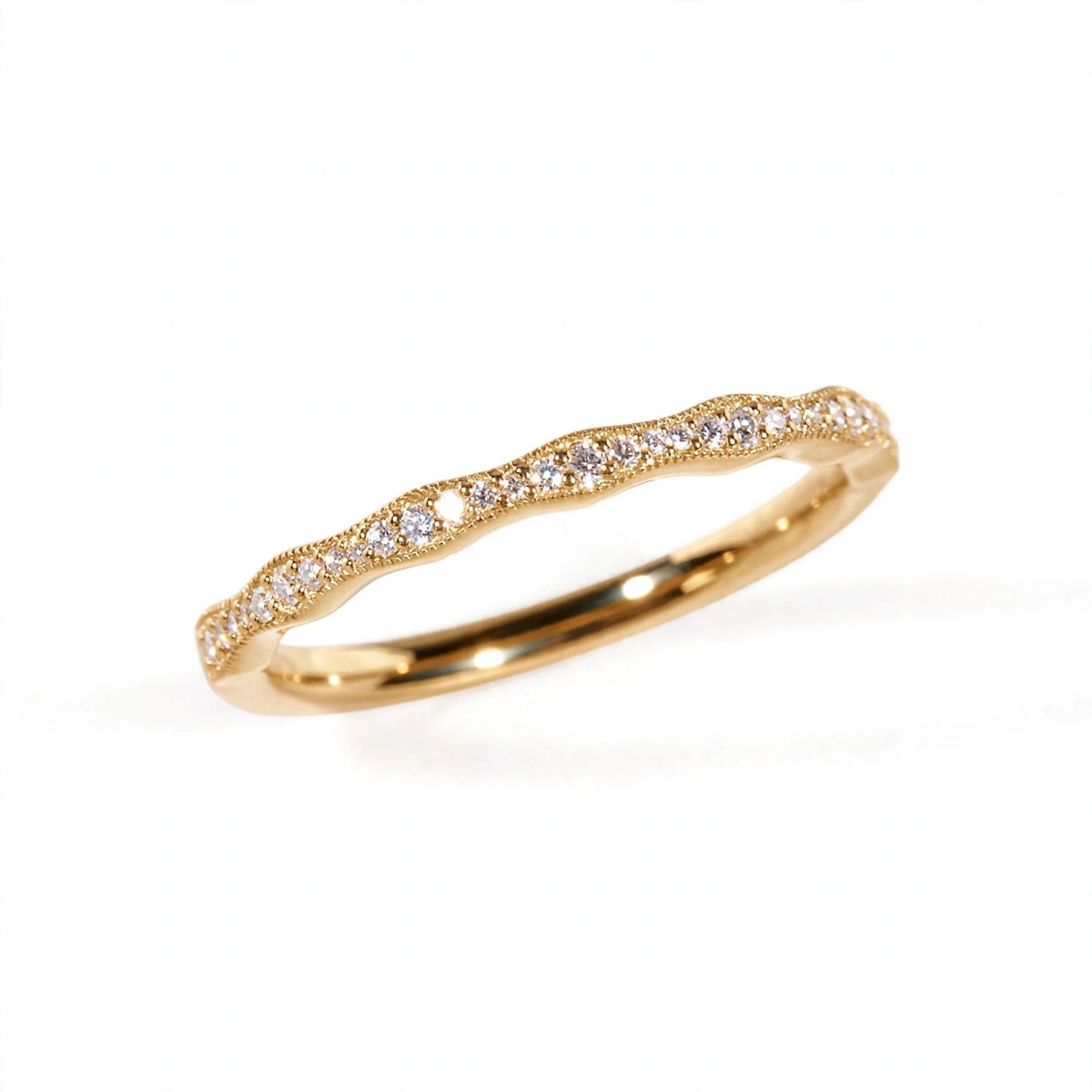 18K Rose Gold Pavé Wave Anniversary Band