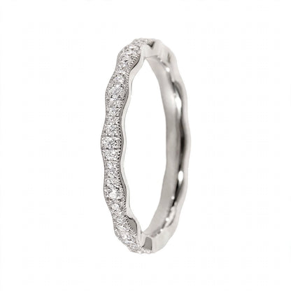 18K Rose Gold Pavé Wave Anniversary Band
