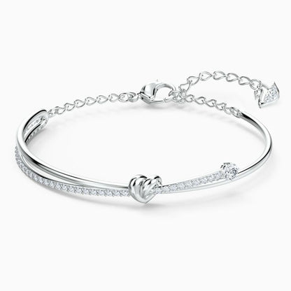 18K Rose Gold Knot Bangle – Dual Strand Crystal Pavé Promise Bracelet