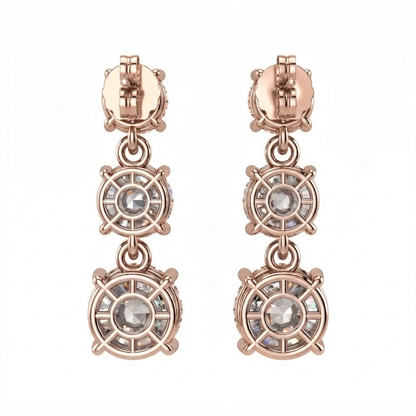 14K White Gold Three-Stone Graduated Diamond Drop Earrings