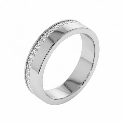 14K Rose Gold Diamond Grooved Wedding Band