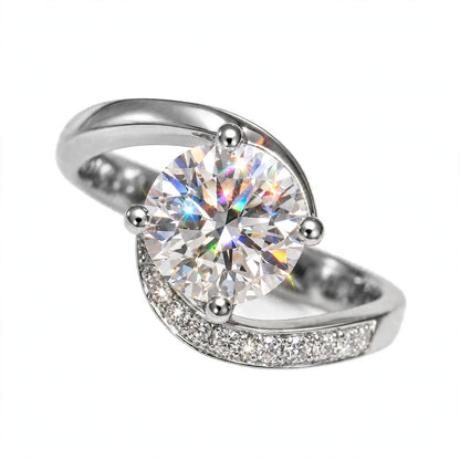 Round Swirl Bypass Diamond Engagement Ring.
