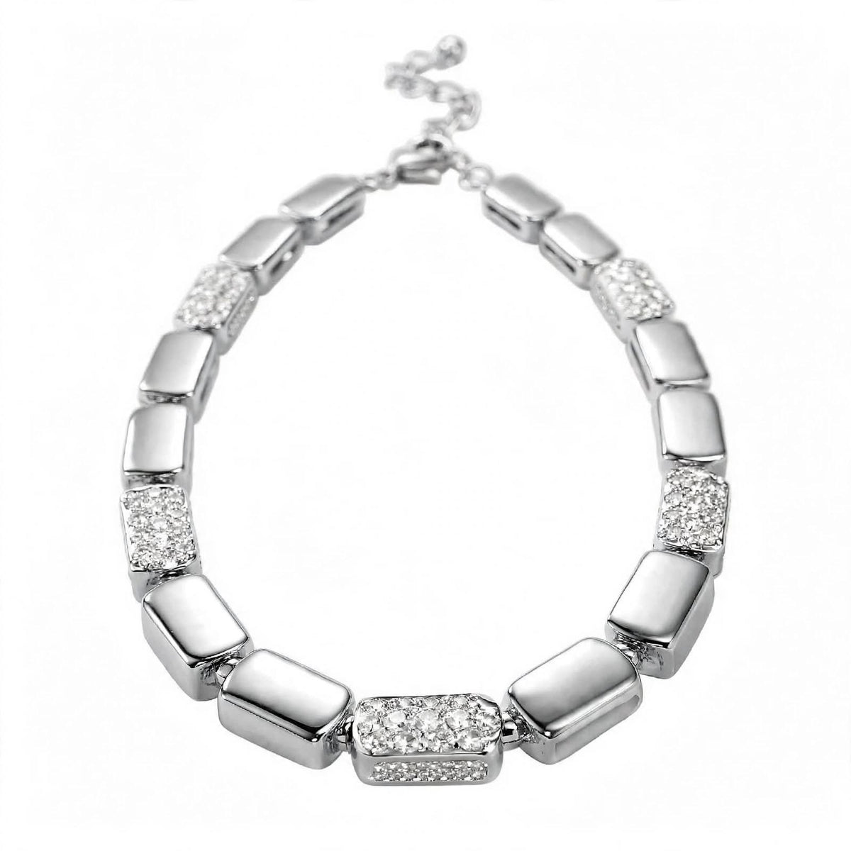 18K Gold Plated Radiant Rectangle Block Link Bracelet