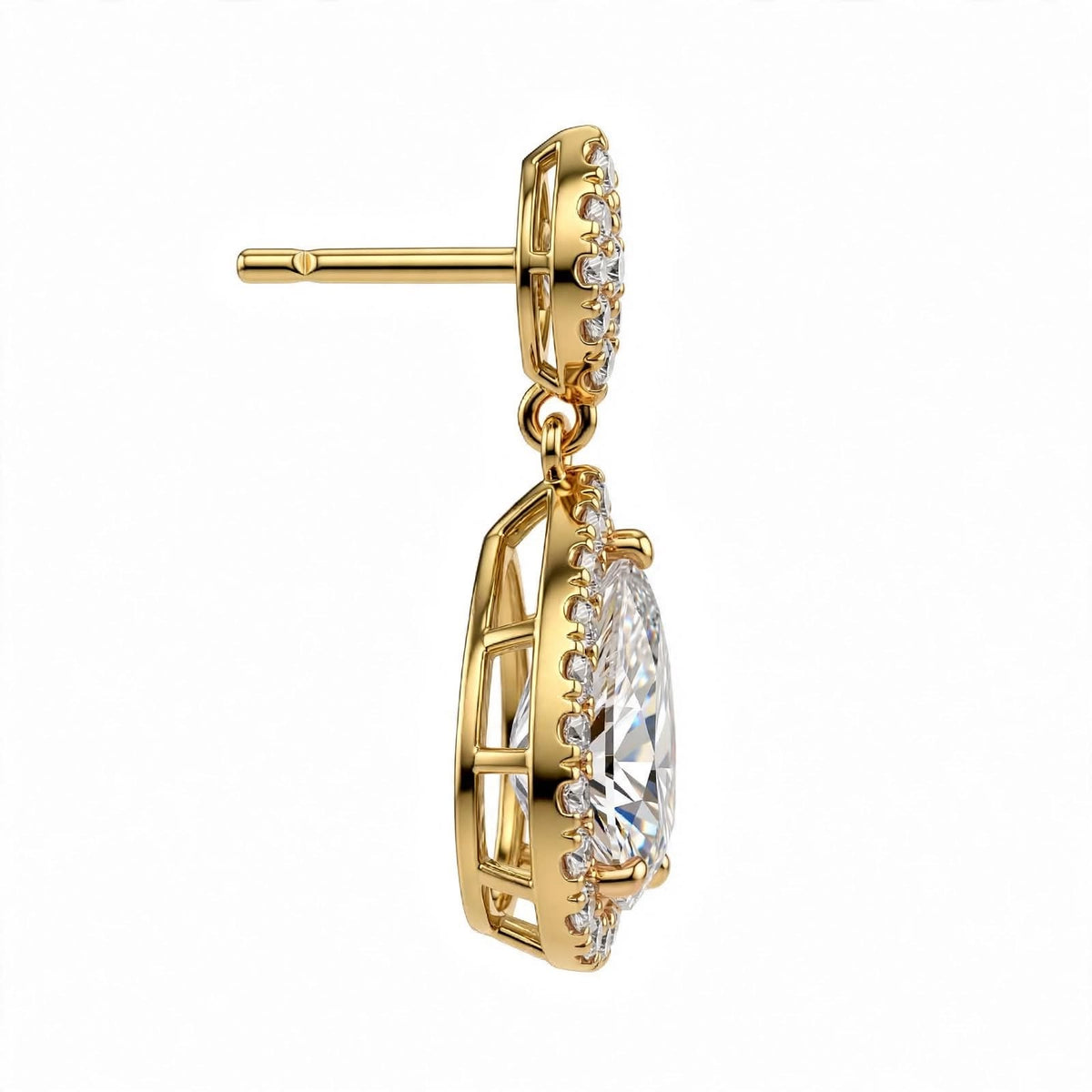 14K Rose Gold Pear Shaped Drop Earrings