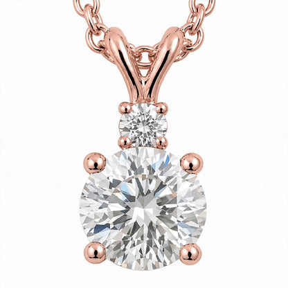 14K White Gold Radiant Dual-Stone Solitaire Diamond Pendant Necklace