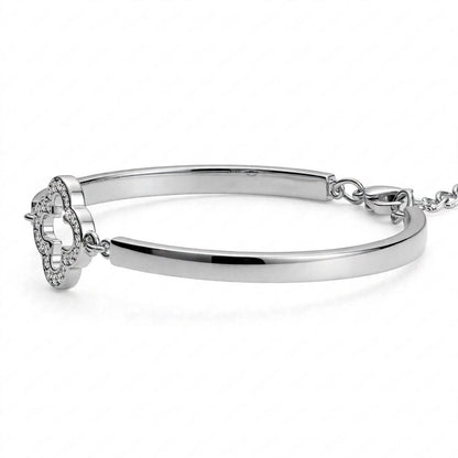 18K Yellow Gold Pavé Clover Bangle Bracelet