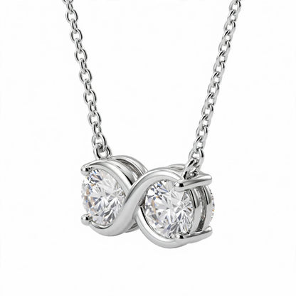 14K Yellow Gold Double Diamond Infinity Pendant Necklace