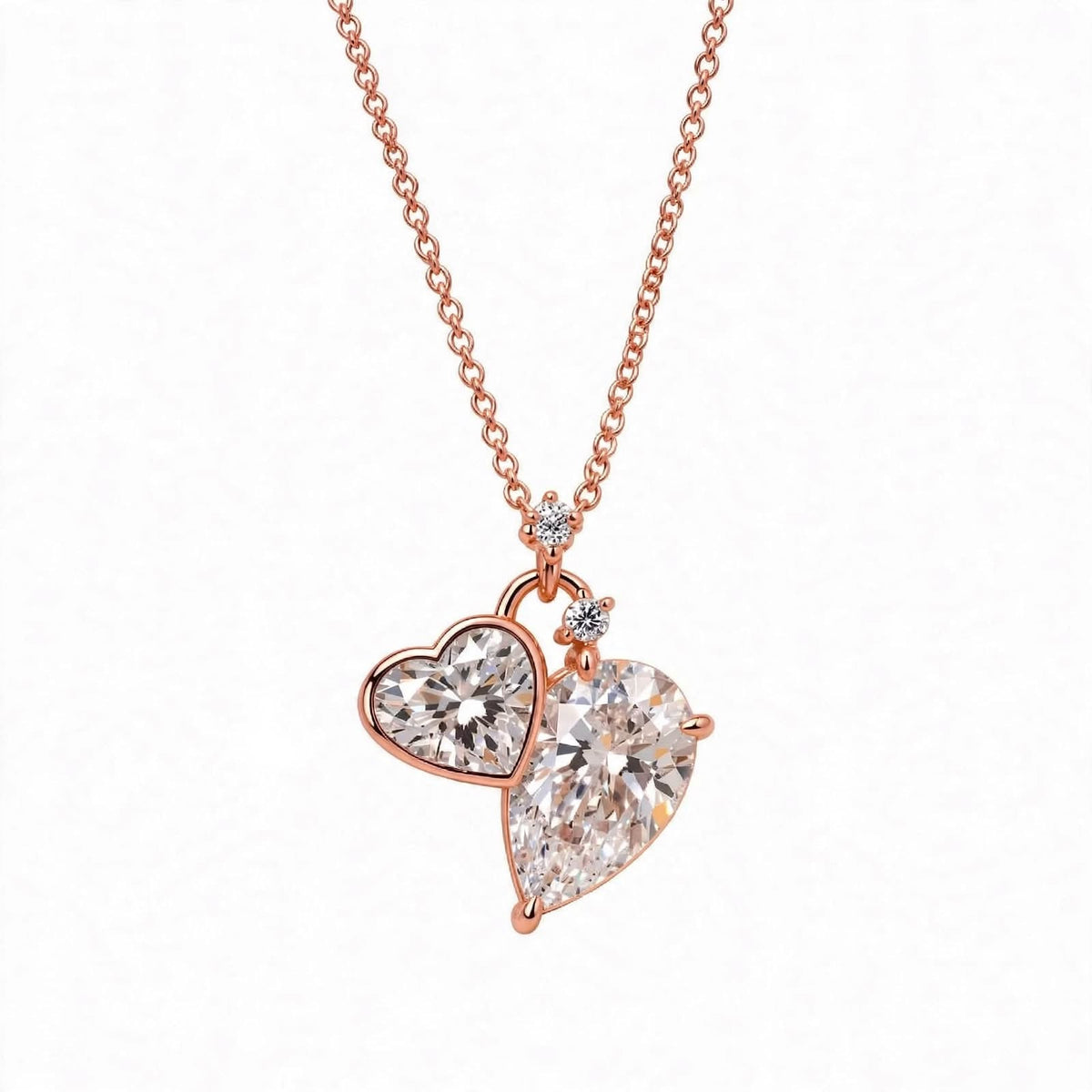 Toi et Moi Heart & Pear Cut Diamond Pendant Necklace