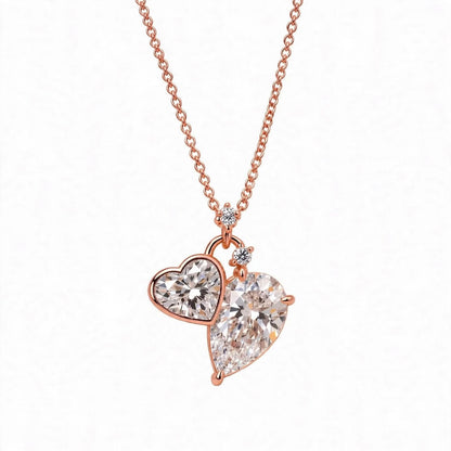 Toi et Moi Heart & Pear Cut Diamond Pendant Necklace