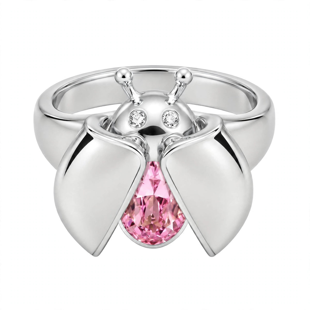 Nature-inspired ladybug cocktail ring.