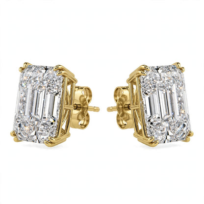 14K White Gold Emerald-Cut Solitaire Stud Earrings