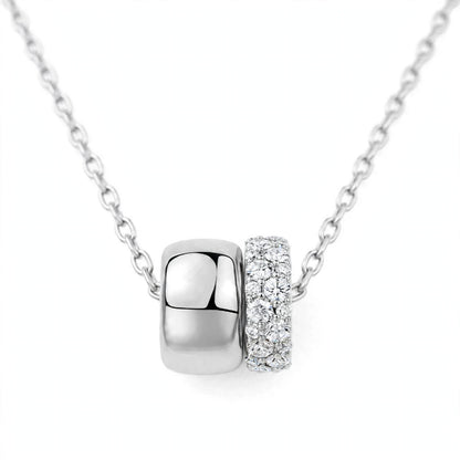 14K Rose Gold Double Band Barrel Pendant Necklace