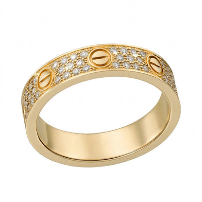 18K Yellow Gold Pavé Diamond Screw Motif Band