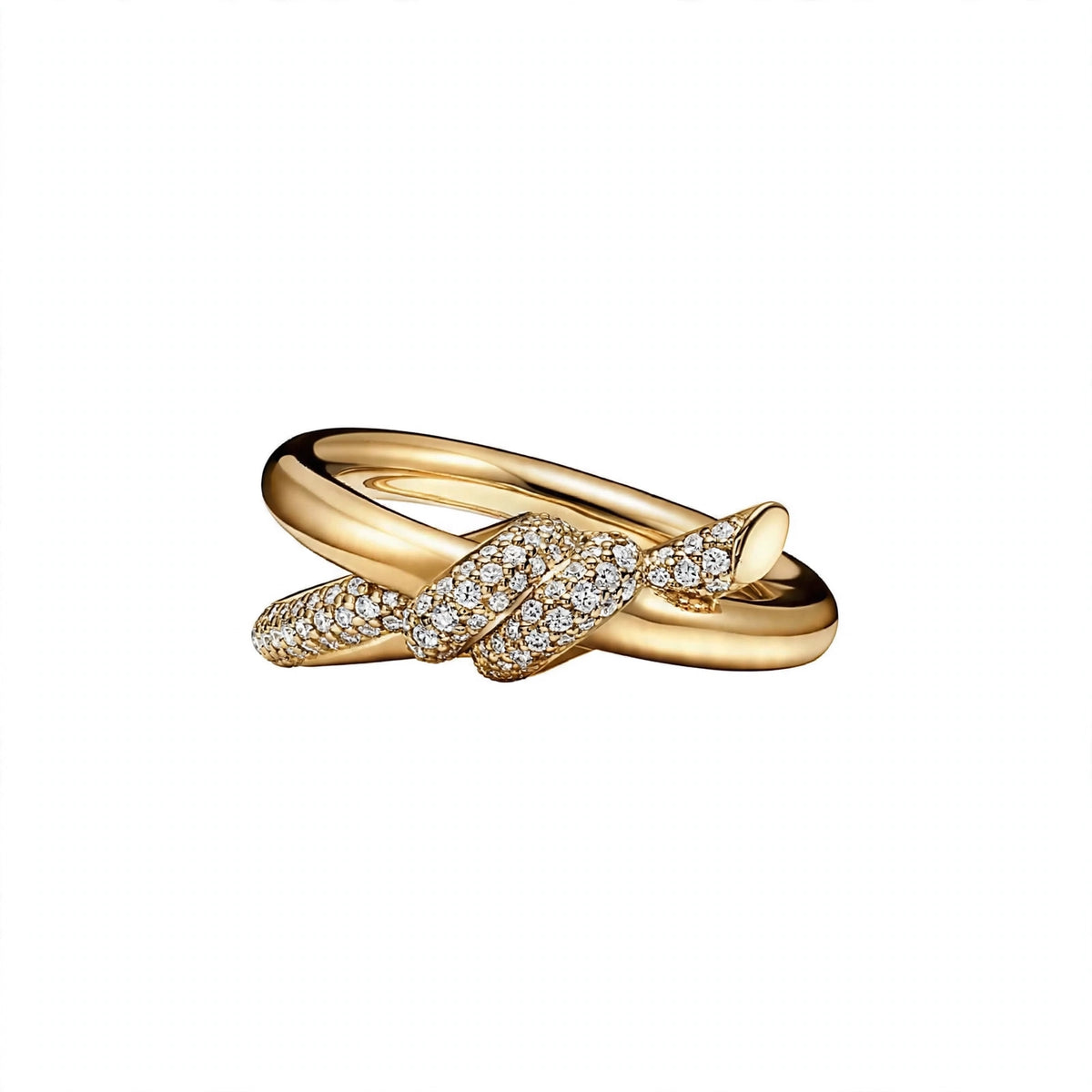 18K Yellow Gold Double-Row Knot Statement Ring