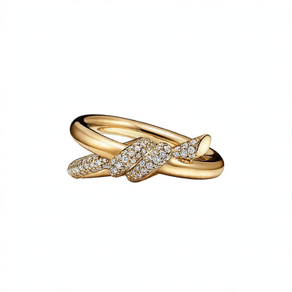 18K Yellow Gold Double-Row Knot Statement Ring