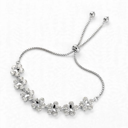 18K Rose Gold Crystal Flower Bolo Bracelet