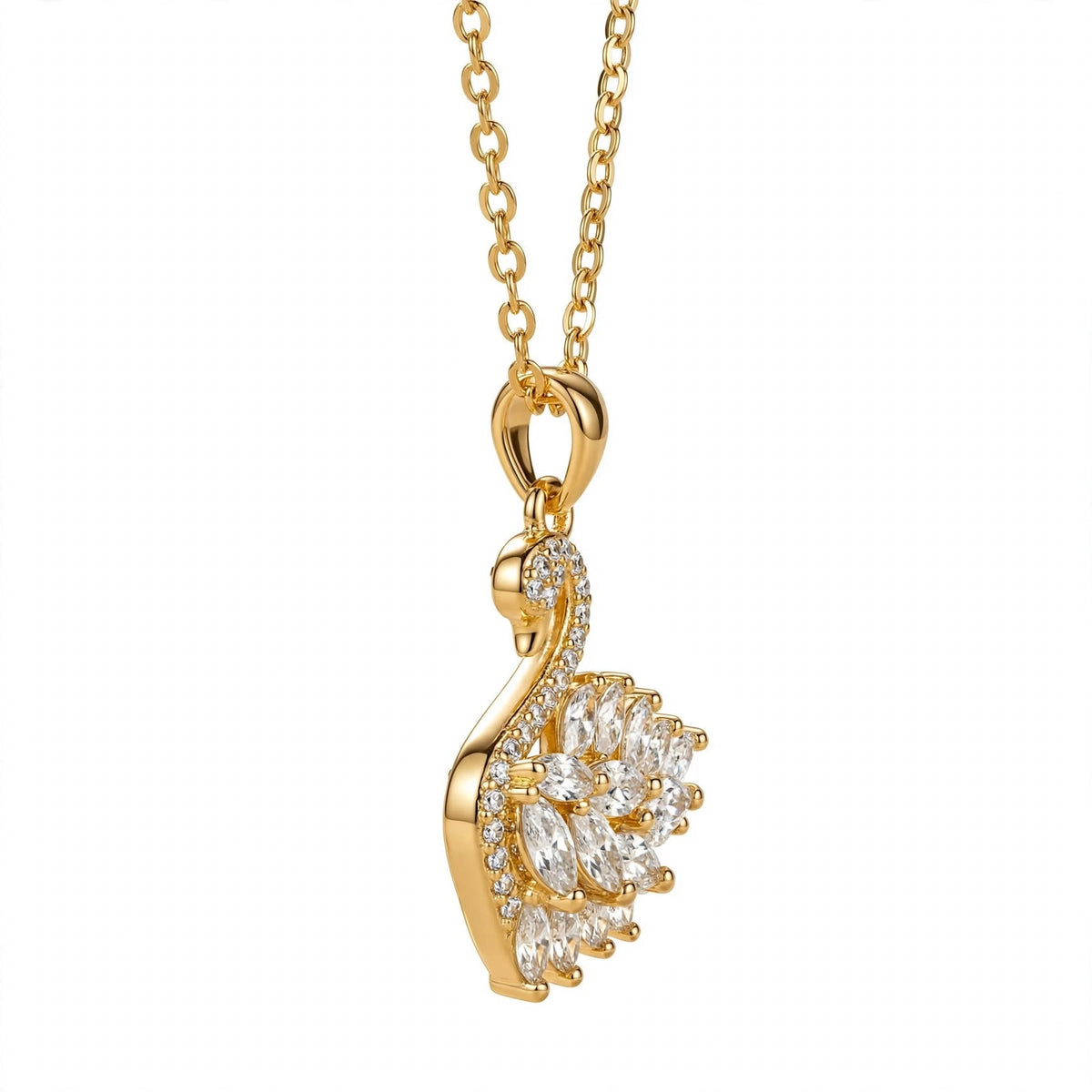 18K Rose Gold Plated Sterling Silver Swan Charm Necklace