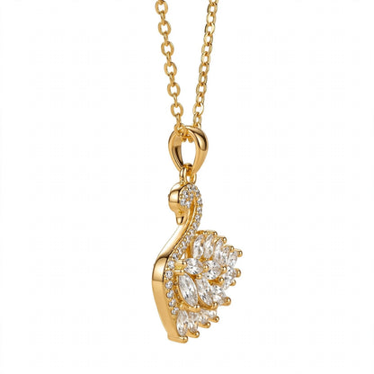 18K Rose Gold Plated Sterling Silver Swan Charm Necklace