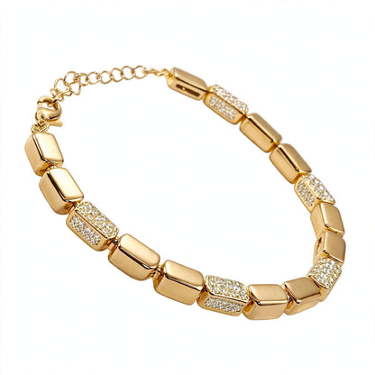18K Gold Plated Radiant Rectangle Block Link Bracelet