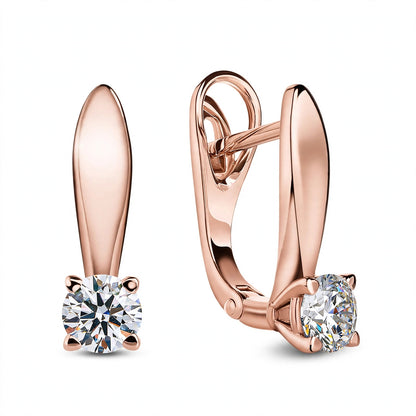 Rose Gold Solitaire Diamond Drop Hoop Earrings