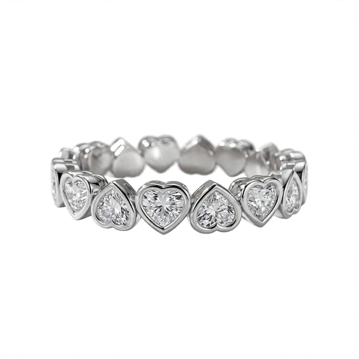 Bezel-Set Heart Cut Diamond Eternity Band