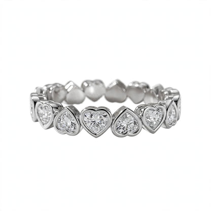 Bezel-Set Heart Cut Diamond Eternity Band
