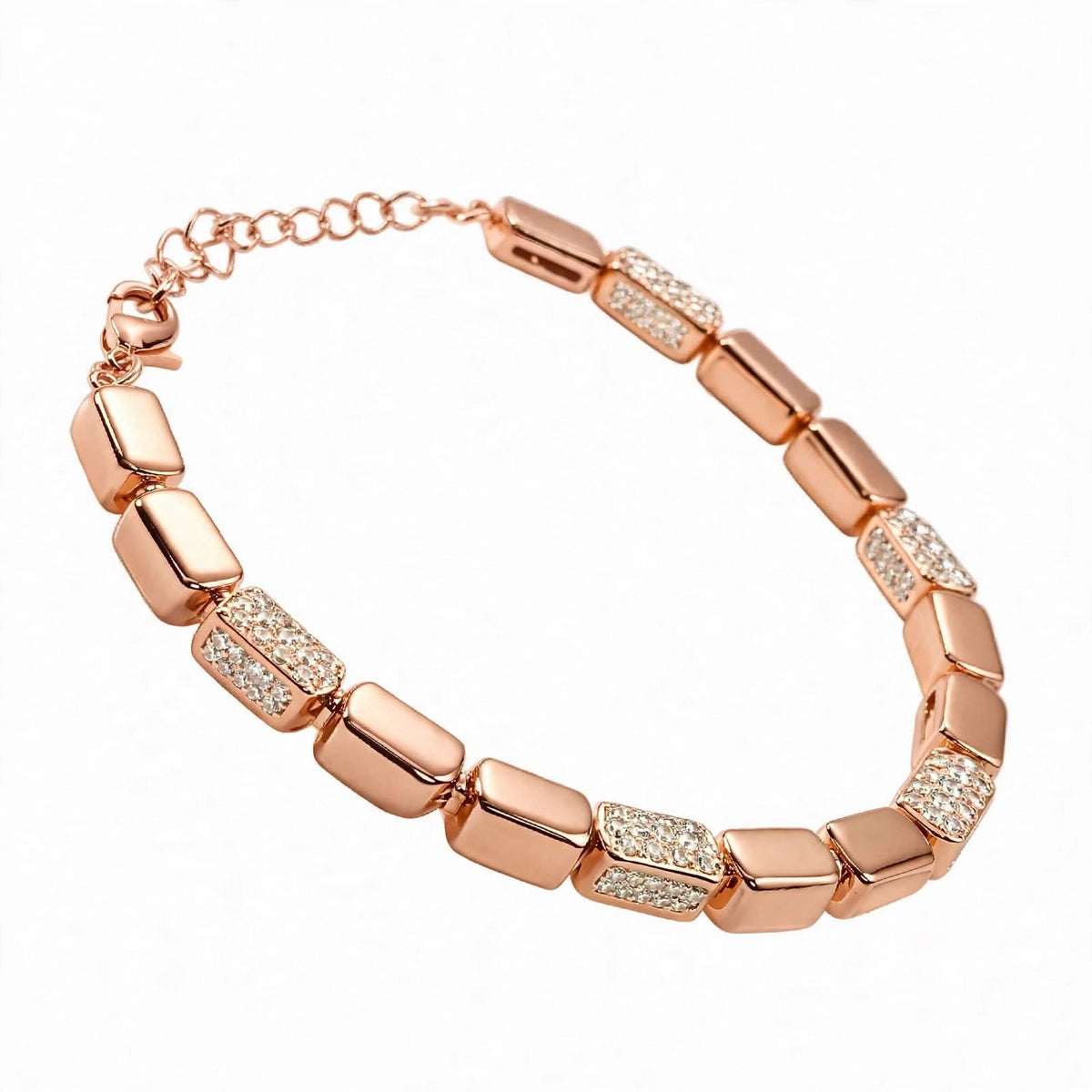 18K Gold Plated Radiant Rectangle Block Link Bracelet