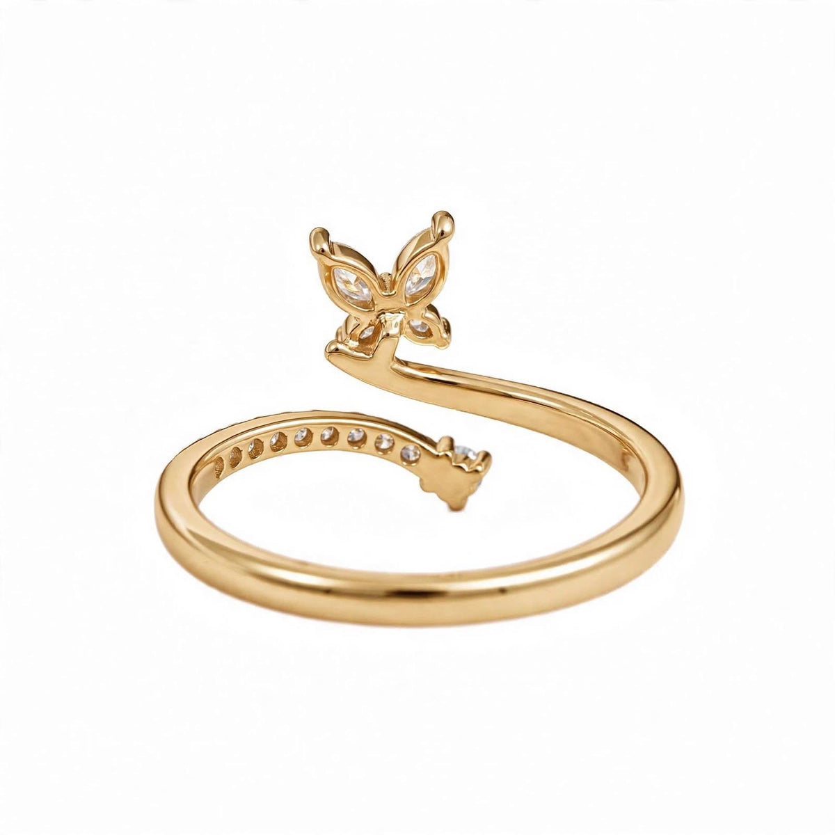 14K Rose Gold Marquise Diamond Butterfly Wrap Ring