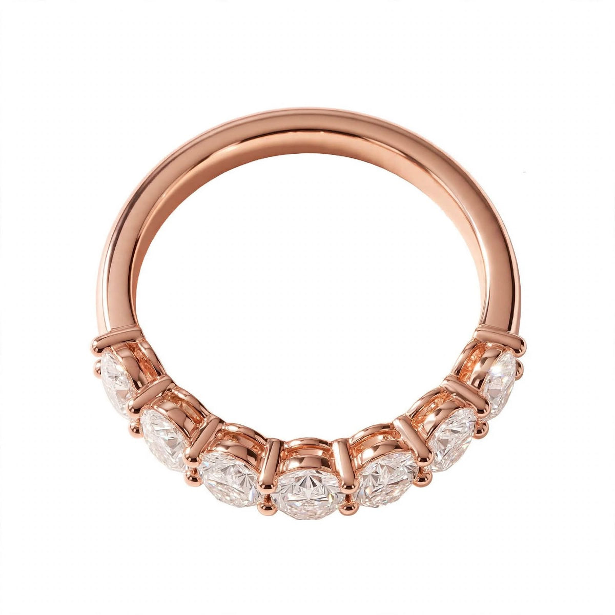 14K Yellow Gold Oval Cut Diamond Half-Eternity Band