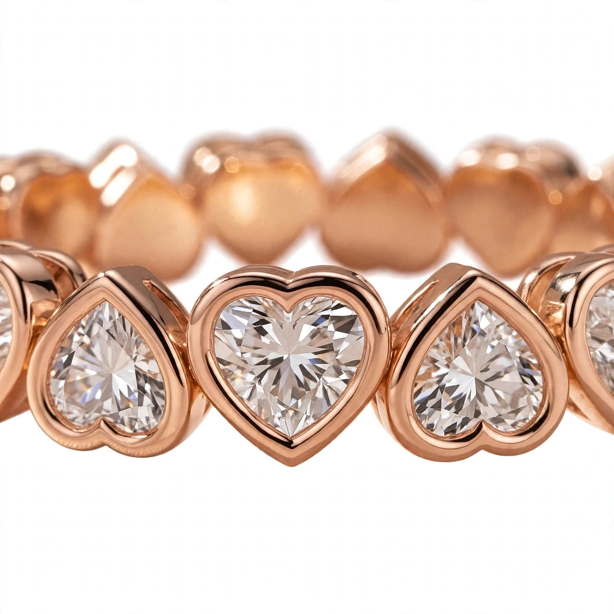 Bezel-Set Heart Cut Diamond Eternity Band