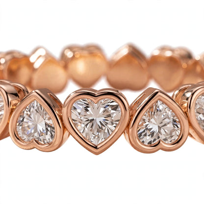Bezel-Set Heart Cut Diamond Eternity Band