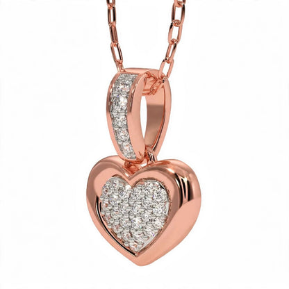 14K Yellow Gold Pavé Diamond Heart Pendant Necklace