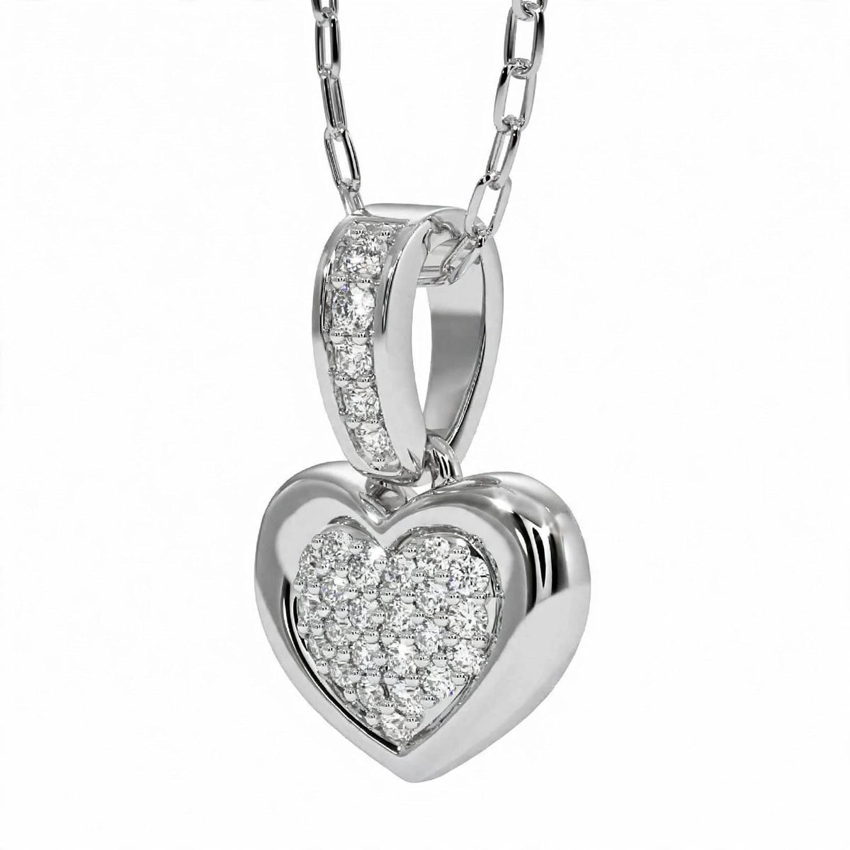 14K Yellow Gold Pavé Diamond Heart Pendant Necklace
