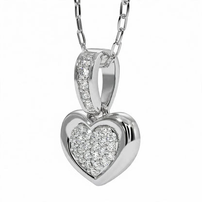 14K Yellow Gold Pavé Diamond Heart Pendant Necklace