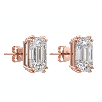14K White Gold Emerald-Cut Solitaire Stud Earrings