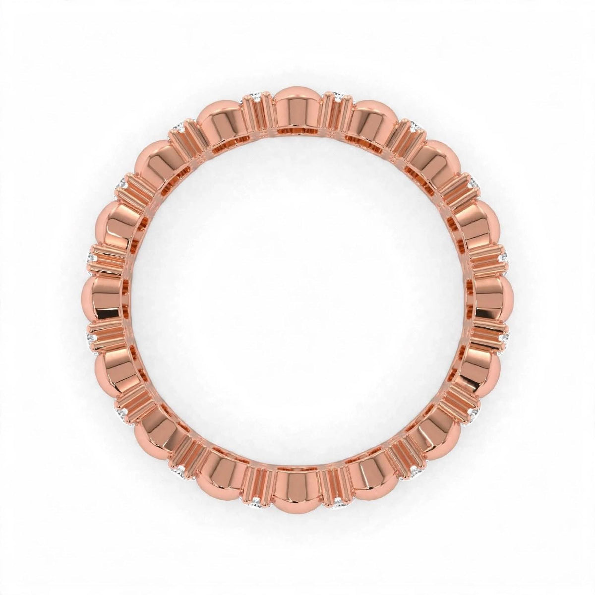 14k Rose Gold Unique Double Row Diamond Eternity Band