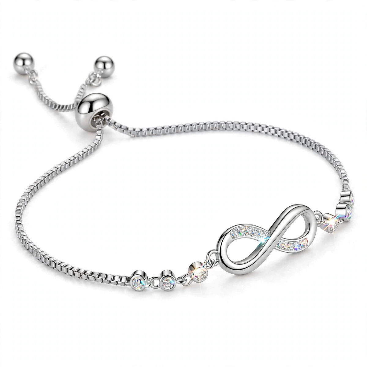 18K Rose Gold Plated Infinity Bolo Bracelet With Lab-Grown Diamonds