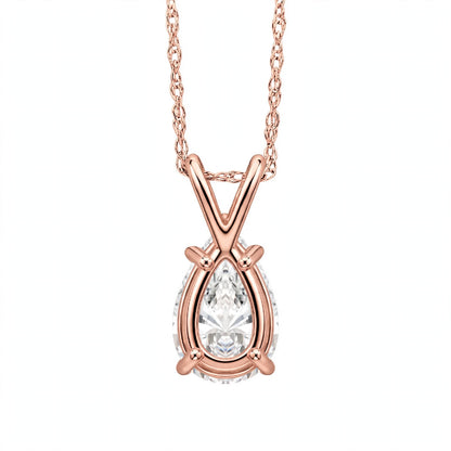 14K White Gold Pear-Shaped Diamond Solitaire Pendant Necklace