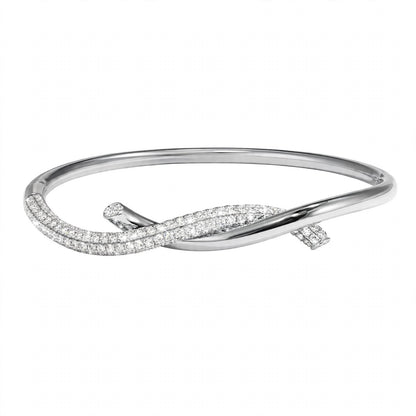18K Yellow Gold Intertwined Pave Diamond Tie Bangle