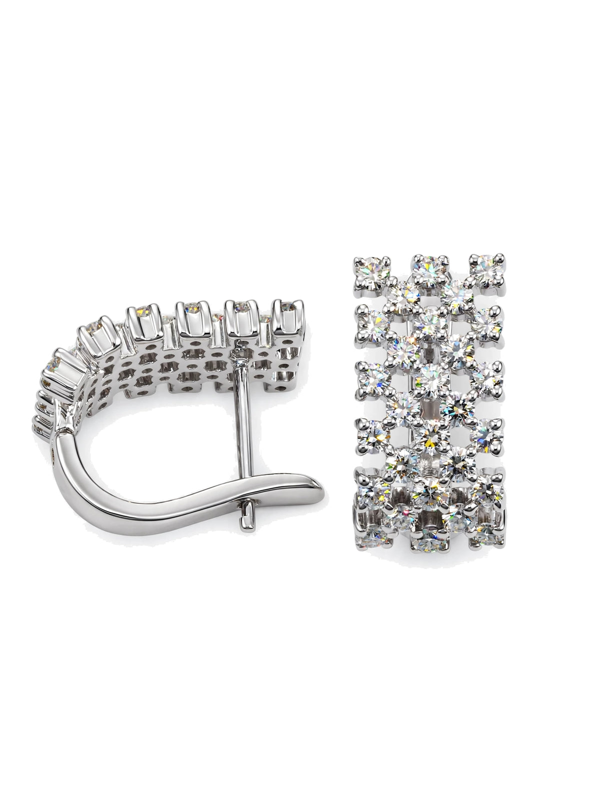 Multi-Row Pavé Diamond Huggie Hoop Earrings.
